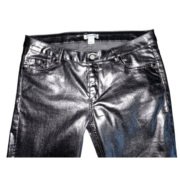 Anthropologie Intropia Plata Silver Metallic Pants Size 8 Euro 40 Disco Slacks - Picture 4 of 9